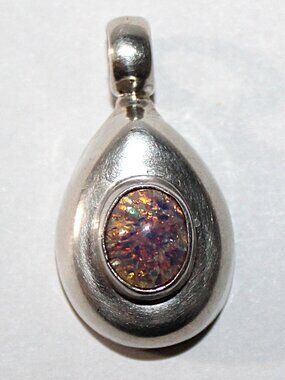 Vintage Sterling Silver Taxco Dichroic Glass Pendant 10 Grams